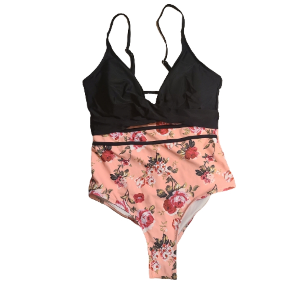 Beachsissi Floral Print Twist Front One Piece Swimsuit